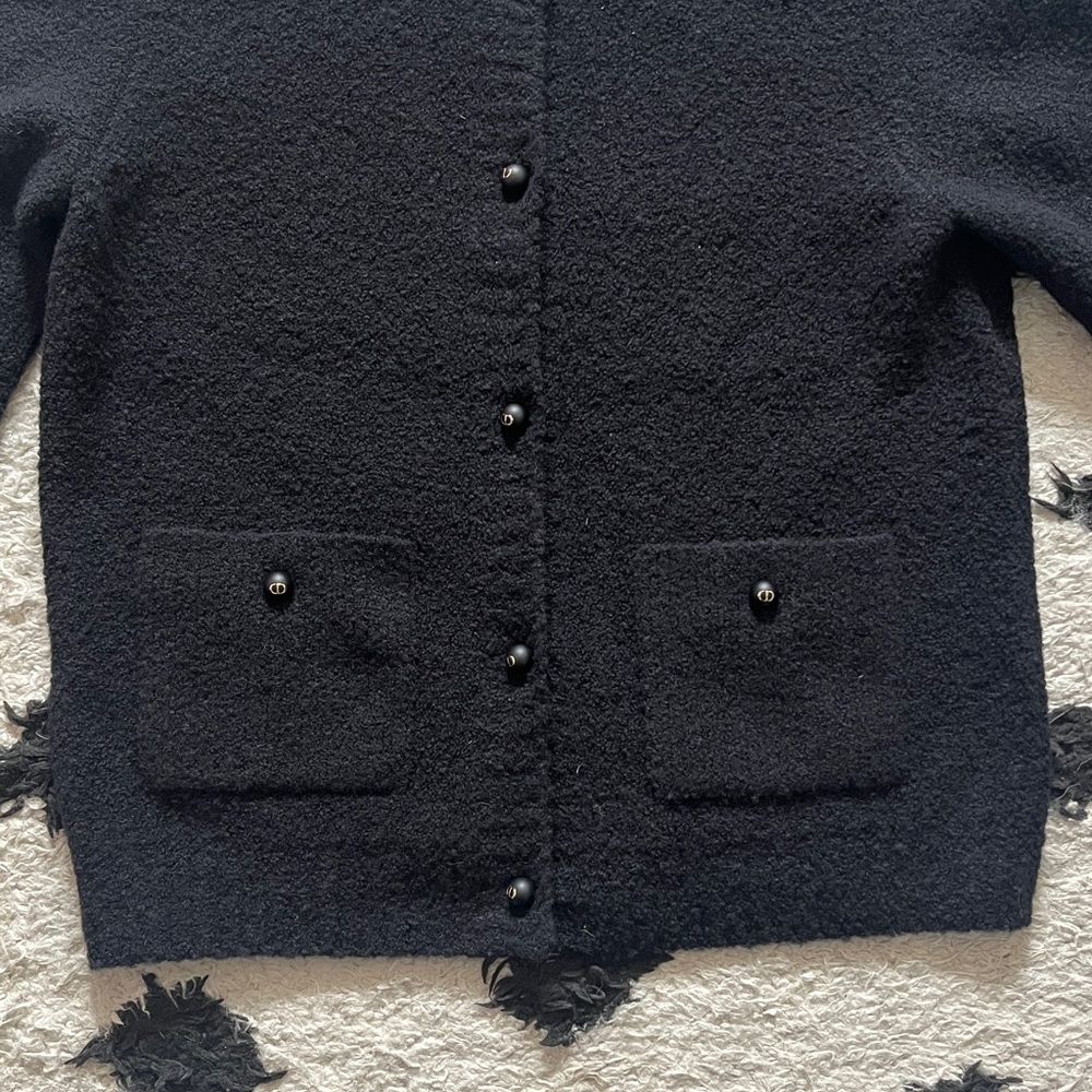 Christian Dior size 34 twinset black wool cashmere blend knit cardigan button up - Picture 7 of 16